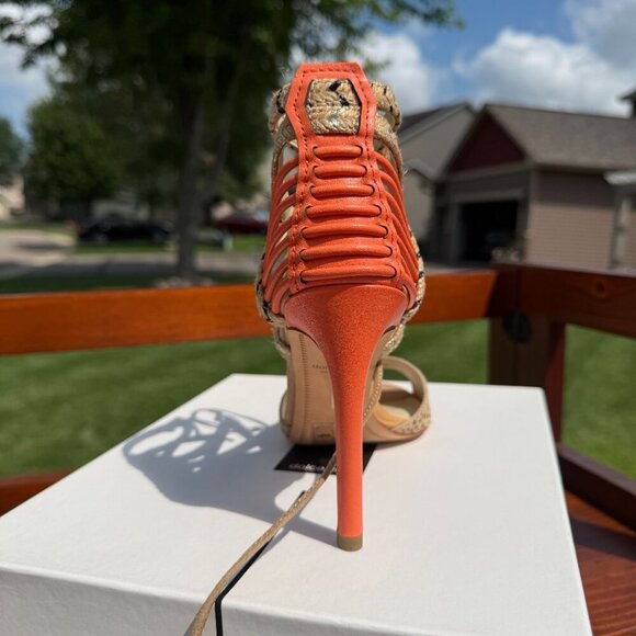 NEW Dolce Vita Hexen Lace Up Calf Hair Leopard Print Stilettos Cage Pumps/Heels - Picture 5 of 14